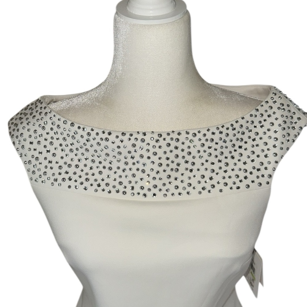 Calvin Klien White Formal Dress Stud Accent, NWT, Size 4